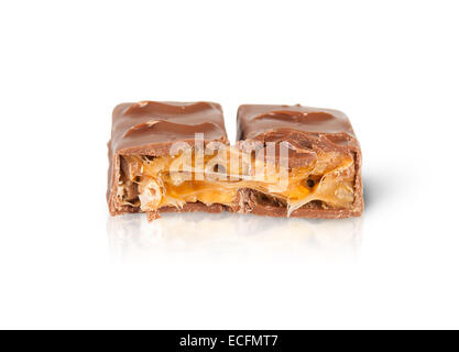 close up a chocolate bar isolated on white background Stock Photo - Alamy