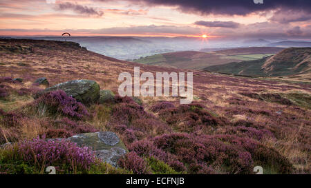 sunset over hope valley, peak district yorkshire england uk Stock Photo