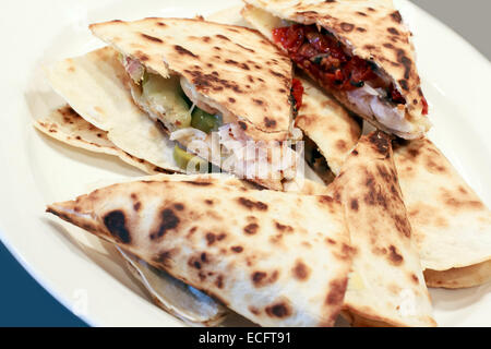 Quesadillas on a white plate Stock Photo