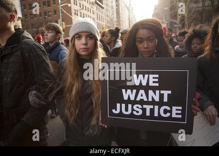 New York, USA. 13th Dec, 2014. Sparked by the Grand Jury verdicts in Ferguson and the Eric Garner murder in NYC, thousands marched in NYC against police racial bias & the killings of unarmed black men all over the USA. Credit:  David Grossman/Alamy Live News Stock Photo