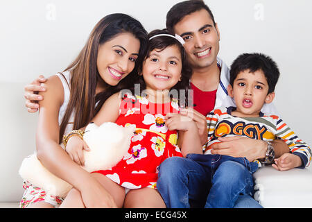 indian Parents with children enjoy Stock Photo