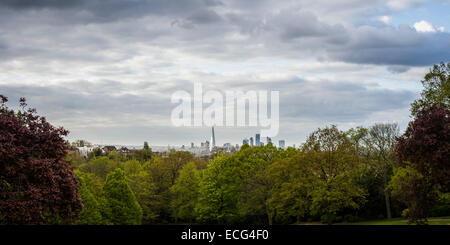 View from park in south London, central London skyline including the Shard, London, UK Stock Photo