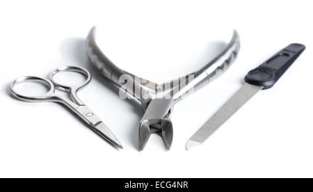 tools for nail care (Manicure measures) isolated on white background Stock Photo