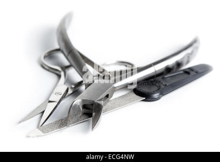 tools for nail care (Manicure measures) isolated on white background Stock Photo