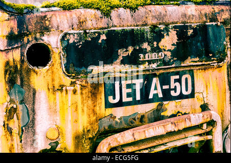 Front end of a rusty old jet fuel truck Stock Photo