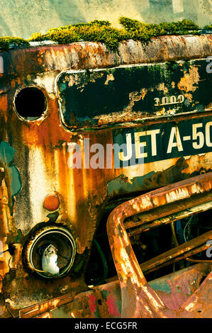 Front end of a rusty old jet fuel truck Stock Photo