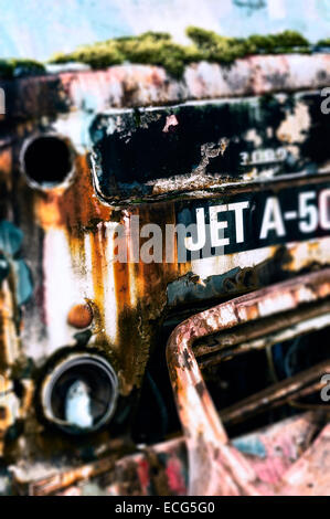 Front end of a rusty old jet fuel truck Stock Photo