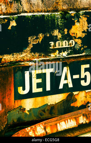 Front end of a rusty old jet fuel truck Stock Photo