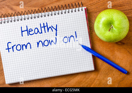 Healthy from now on written on a notepad Stock Photo