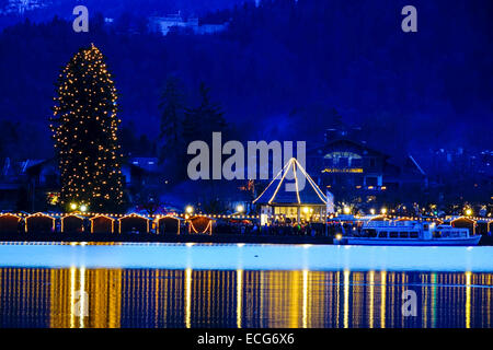 Christmas Market in Rottach-Egern at Lake Tegernsee, Bavaria, Germany Stock Photo