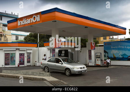 Mauritius, Mahebourg, town centre, gated house entrance by one way road sign Stock Photo