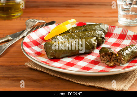 Stuffed Grape Leaves with Rice Stock Photo