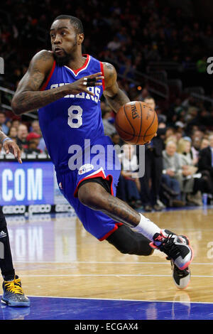 Overtime. 13th Dec, 2014. Philadelphia 76ers guard Tony Wroten (8) in action during the NBA game between the Memphis Grizzlies and the Philadelphia 76ers at the Wells Fargo Center in Philadelphia, Pennsylvania. The Memphis Grizzlies won 120-115 in overtime. © csm/Alamy Live News Stock Photo