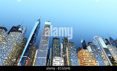 Generic urban architecture and skyscrapers forming a huge city. 3D rendered Illustration. Stock Photo