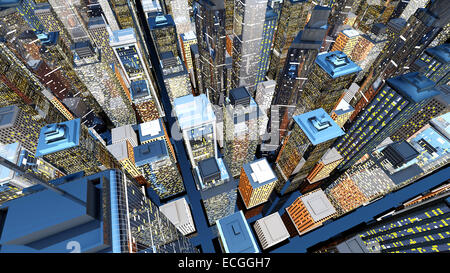 Generic urban architecture and skyscrapers forming a huge city. 3D rendered Illustration. Stock Photo