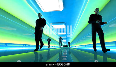 Business men walking down a airport corridor. 3D rendered Illustration. Stock Photo