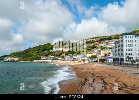 View over beach at the small seaside town Ventnor at the Isle of Wight, South England. Stock Photo