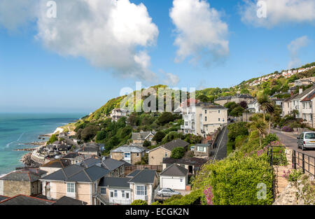 View over the small seaside town Ventnor at the Isle of Wight, South England. Stock Photo