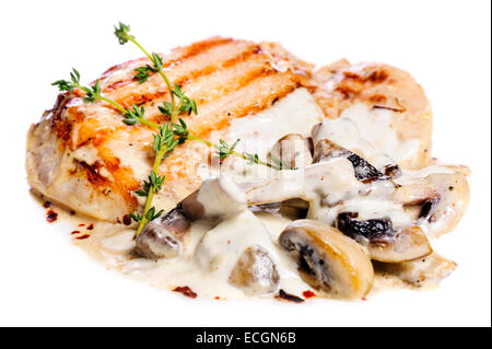 Pork escalope with mushrooms Stock Photo