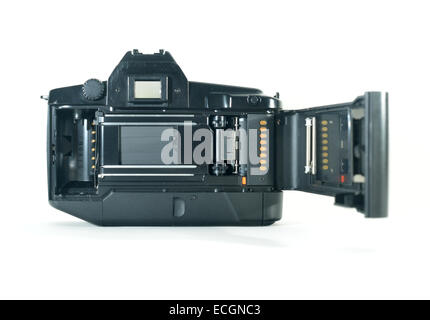 Canon EOS 650 SLR film camera with the back open to load a film, first generation of the auto focus range Stock Photo