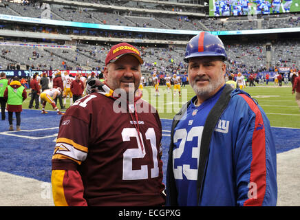 East Rutherford, New Jersey, USA. 14th Dec, 2014. Giants' and Redskins' fans prior to NFL action between the New York Giants and the Washington Redskins at the MetLife Stadium in East Rutherford, New Jersey. Credit:  csm/Alamy Live News Stock Photo