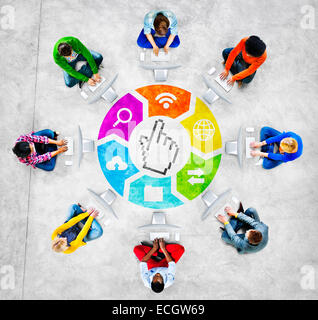 People Social Networking and Related Symbols Stock Photo