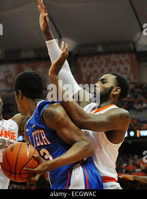 Syracuse, NY, USA. 14th Dec, 2014. Dec 14, 2014: Syracuse forward Rakeem Christmas #25 defends during the second half of play. The Syracuse Orange defeated the Louisiana Tech Bulldogs 71-69 at the Carrier Dome in Syracuse, NY. © csm/Alamy Live News Stock Photo