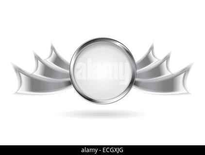 Metallic silver logo element. Vector background Stock Photo