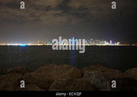 Skyscrapers in the Al Dafna district of West Bay of Doha capital of Qatar located on the Persian Gulf Stock Photo