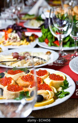 red caviar on the plate Stock Photo