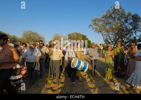 Pilgrims road to el Rocio Village, 'Romería', pilgrimage, to El Rocío, Almonte, Huelva province, Andalucia, Spain, Europe Stock Photo