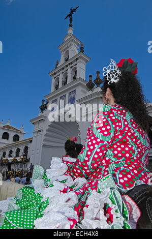 Pilgrims at El Rocio village, 'Romería', pilgrimage, to El Rocío, Almonte, Huelva province, Andalucia, Spain, Europe Stock Photo