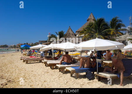 Beach at Playa del Carmen, Caribe, Quintana Roo state, Mayan Riviera, Yucatan Peninsula, Mexico Stock Photo