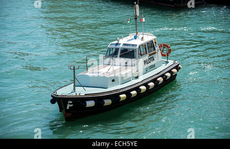 Pilot boat, ferry transport in the port, port of Livorno, Livorno, Tuscany, Italy Stock Photo