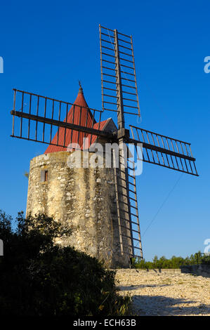 Alphonse Daudet's windmill, near Arles, Bouches du Rhone, Provence, France, Europe Stock Photo