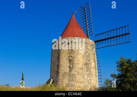Alphonse Daudet's windmill, near Arles, Bouches du Rhone, Provence, France, Europe Stock Photo