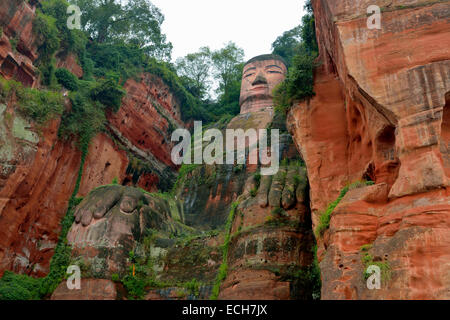 Largest stone Buddha statue in the world, Leshan Giant Buddha, Leshan, Sichuan, China Stock Photo