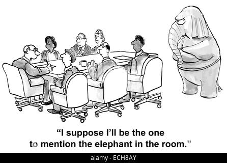 The businessman leader finally mentions the elephant in the room - the need to address a problem as a team. Stock Vector