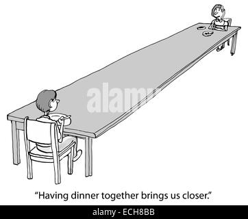 'Having dinner together brings us closer.' Stock Vector