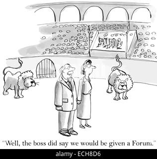 'Well, the boss did say we would be given a forum.' Stock Vector