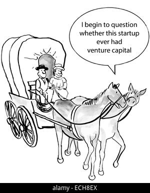 An analogy - The entrepreneurial startup is not going well and needs venture capital. Stock Vector