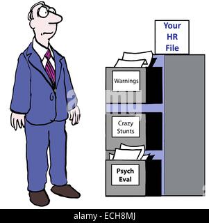 Employee is surprised to see an entire file cabinet on 'his' HR file. Stock Vector