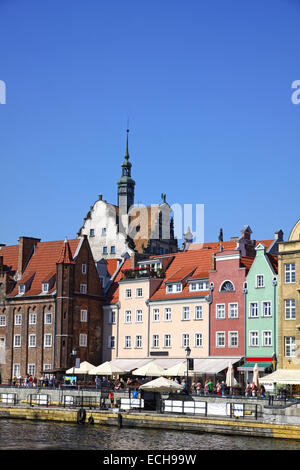 City of Gdansk (Danzig), Poland. View of Old Town houses on Motlawa river embankment Stock Photo