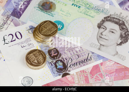 English banknotes and coins Stock Photo