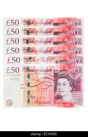 British fifty pound notes Stock Photo