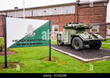 Light Armoured Vehicle outside the headquarters of the North Irish Horse Stock Photo