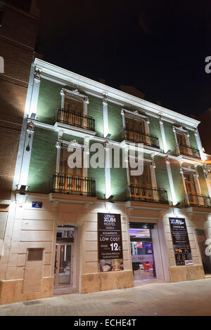 Exterior of Urban Youth Hostel in Valencia Spain at night Stock Photo