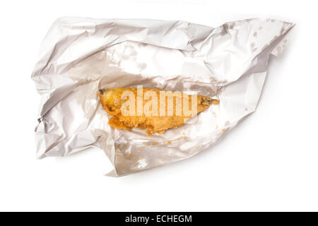 Fillet of battered deep fried Haddock fresh from the fish and chip shop. Stock Photo