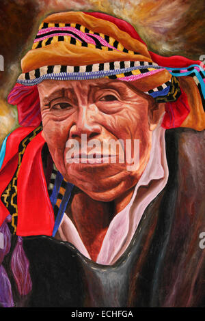 Guatemala Oil Painting Showing Indigenous Indian Man Stock Photo