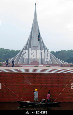 Dhaka, Bangladesh. 15th Dec, 2014. Massive preparations have been taken in and around the National Mausoleum where thousands of people will gather on the Victory Day to pay homage to the Liberation War martyrs. Jatiyo Sriti Shoudho or National Martyrs' Memorial is the national monument of Bangladesh is the symbol in the memory of the valour and the sacrifice of all those who gave their lives in the Bangladesh Liberation War of 1971, which brought independence and separated Bangladesh from Pakistan. The monument is located in Savar, about 35 km north-west of the capital, Dhaka. © zakir hossain Stock Photo